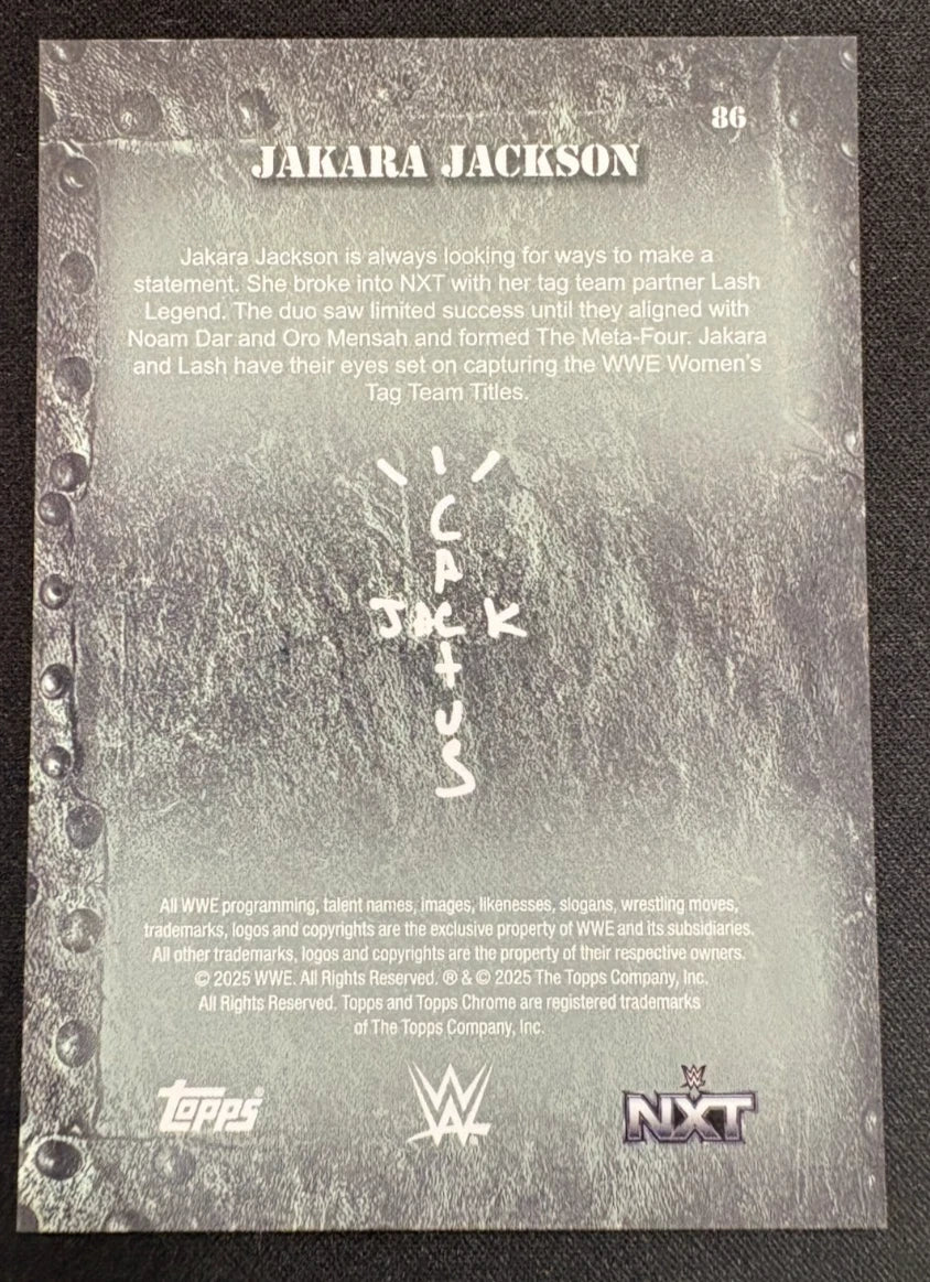 2025 Topps Chrome WWE X Cactus Jack - Jakara Jackson #86 Green Refractor /99